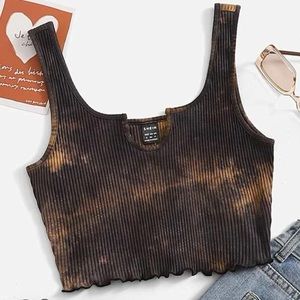 Shein Ribbed Acid Wash Cropped Tank Top